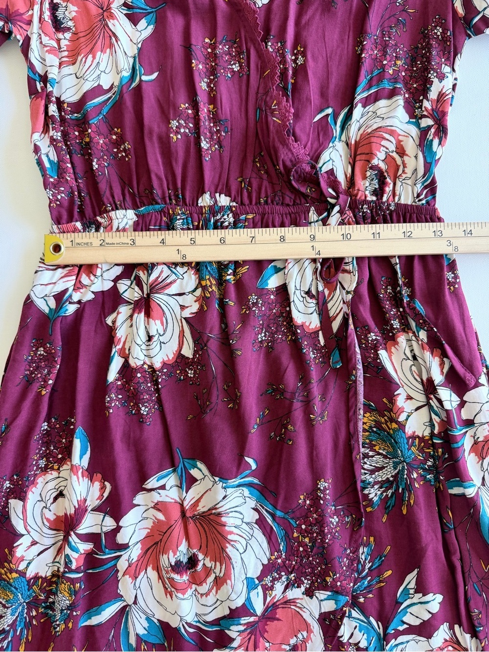 NWT Band of Gypsies Burgundy Floral High-Low Wrap Dress Medium - Picture 8 of 10